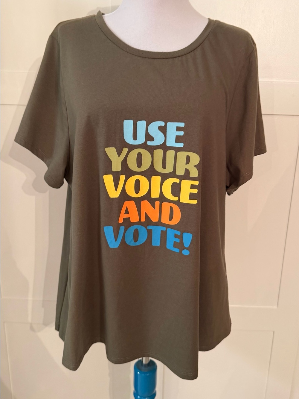Use Your Voice and Vote! Women's Olive Graphic Tee